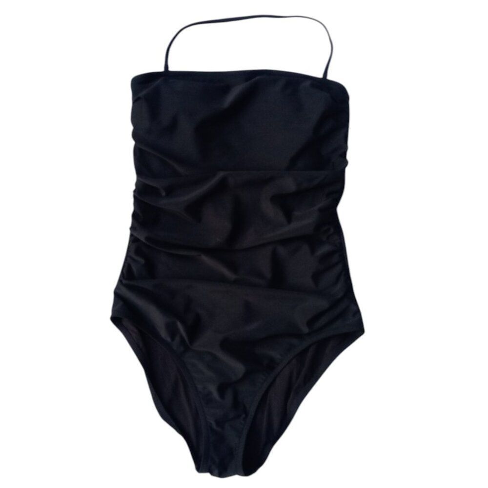 J Crew ruched black swimsuit sz M NEW